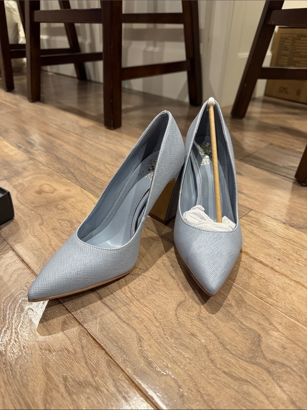 Vince Camuto Powder Blue Pointed Toe Block Heel Pumps